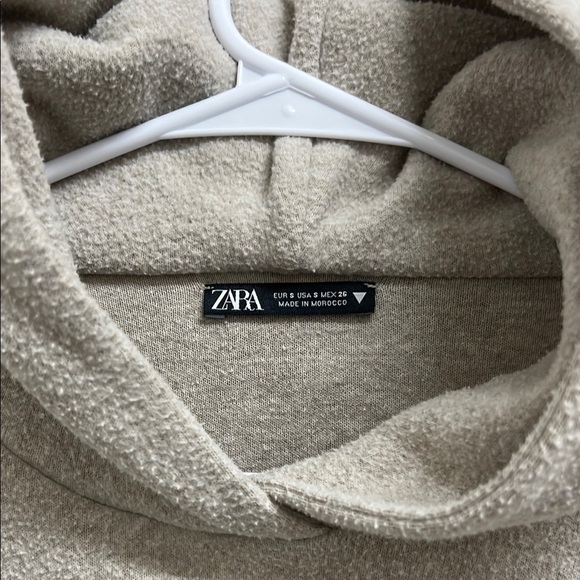 Zara Beige Wool Blend Hooded Sweatshirt | Size S - Picture 2 of 8